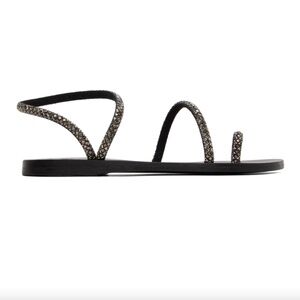 ANCIENT GREEK SANDALS Black Apli Eleftheria Crystals Sandals